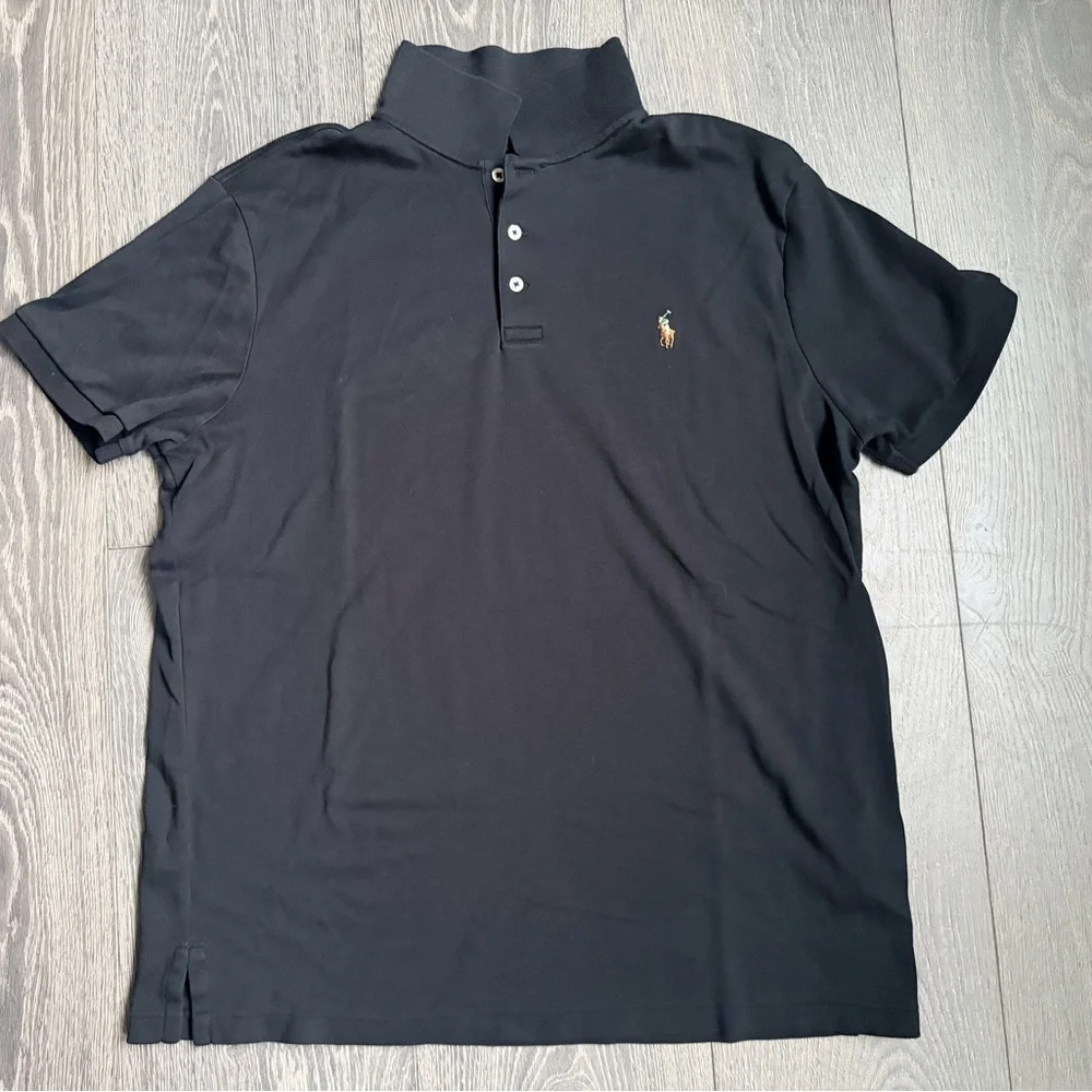 Polo Ralph Lauren Custom Slim Fit Short Sleeve Polo Shirt in Black Size XL